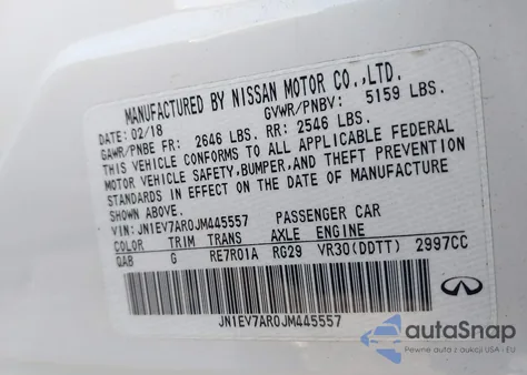 2018 Infiniti Q50 3.0T Luxe from USA, damaged, VIN JN1EV7AR0JM445557